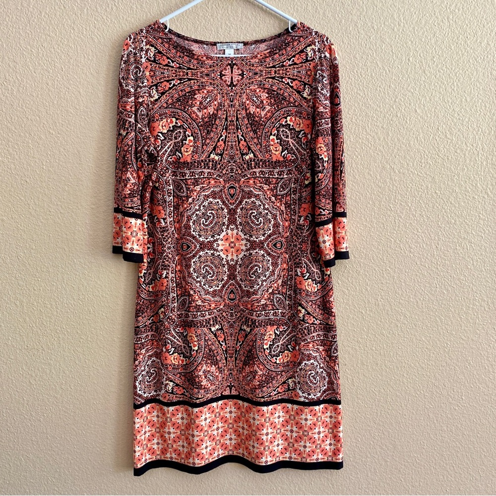 Dress - London Style - 3/4 Sleeve - Shift Style - 14 - Abstract Print - VGUC
